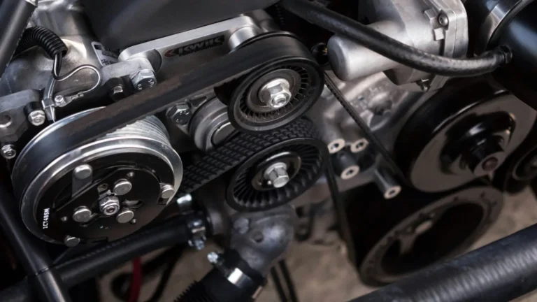 Engine and hydraulic spare parts on shelves
